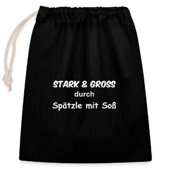 Stark & Groß avec spätzle en sauce - Sac cadeau en coton avec cordon (25 x 30 cm) - noir - Devant