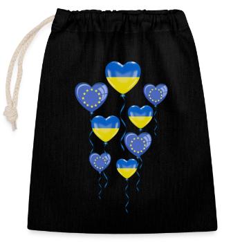 EU shows solidarity and heart for Ukraine - Closable cotton gift bag (25x30cm) - black - Front