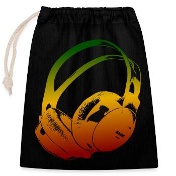 Reggae headphones - Closable cotton gift bag (25x30cm) - black - Front