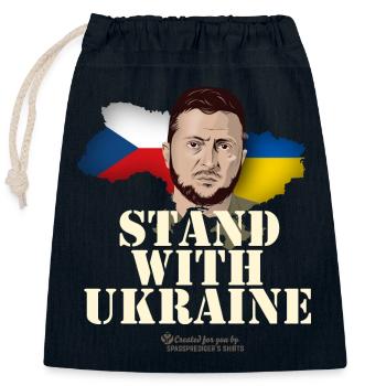 Ukraine Tschechien Stand with Ukraine - Verschließbarer Geschenkbeutel aus Baumwolle (25x30cm) - Navy - Vorne
