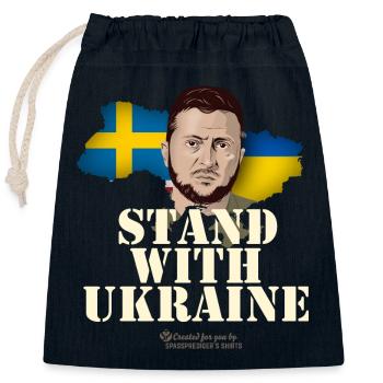 Ukraine Sverige Stand with Ukraine - Verschließbarer Geschenkbeutel aus Baumwolle (25x30cm) - Navy - Vorne