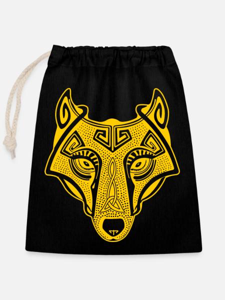 Viking Wolf gelb transparent - Verschließbarer Geschenkbeutel aus Baumwolle (25x30cm) - Schwarz