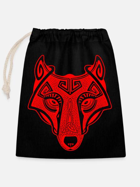 Viking Wolf rot transparent - Verschließbarer Geschenkbeutel aus Baumwolle (25x30cm) - Schwarz
