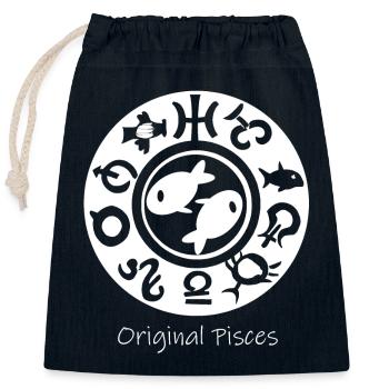 Zodiac sign Pisces 003 white - Closable cotton gift bag (25x30cm) - navy - Front