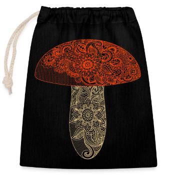 Mushroom - Closable cotton gift bag (25x30cm) - black - Front