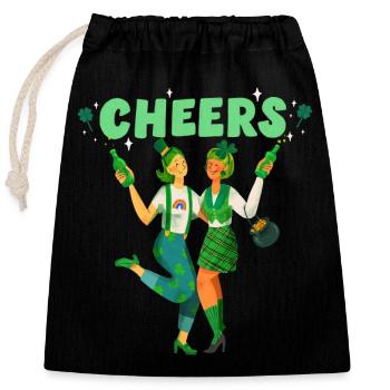 Prost. Fröhlichen St Patrick Tag! - Verschließbarer Geschenkbeutel aus Baumwolle (25x30cm) - Schwarz - Vorne
