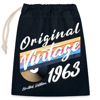 1963 Geburtstag Vintage - Verschließbarer Geschenkbeutel aus Baumwolle (25x30cm) - Navy - Vorne