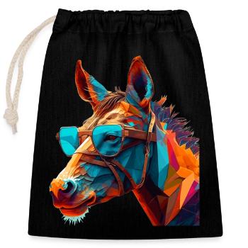 Donkeys with glasses are not always stubborn - Closable cotton gift bag (25x30cm) - black - Front