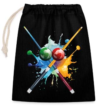 Billard Pool Snooker Queue Kugeln Splash Bunt - Verschließbarer Geschenkbeutel aus Baumwolle (25x30cm) - Schwarz - Vorne