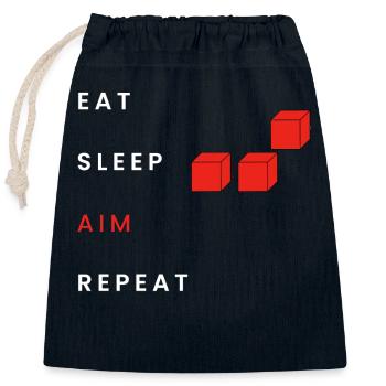 Eat Sleep Aim Repeat - Closable cotton gift bag (25x30cm) - navy - Front