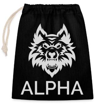 Silver Alpha - Closable cotton gift bag (25x30cm) - black - Front