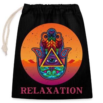 Talisman Hand of Hamsa Yoga Meditation Hindu - Verschließbarer Geschenkbeutel aus Baumwolle (25x30cm) - Schwarz - Vorne