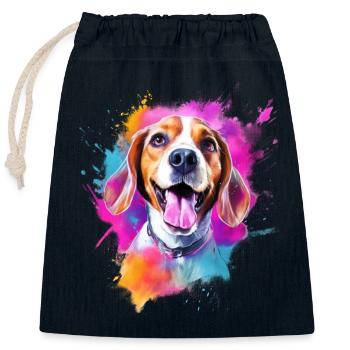 Beagle with sunglasses - Closable cotton gift bag (25x30cm) - navy - Front