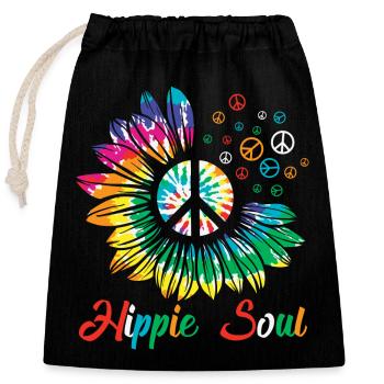 Paix de tournesol d’âme hippie - Sac cadeau en coton avec cordon (25 x 30 cm) - noir - Devant