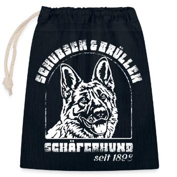Schubsen und Brüllen Schäferhund - Verschließbarer Geschenkbeutel aus Baumwolle (25x30cm) - Navy - Vorne