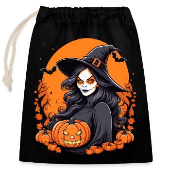 Halloween-Hexe - Verschließbarer Geschenkbeutel aus Baumwolle (25x30cm) - Schwarz - Vorne