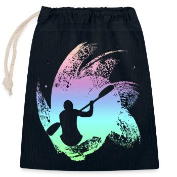 Kayak paddling - Closable cotton gift bag (25x30cm) - navy - Front