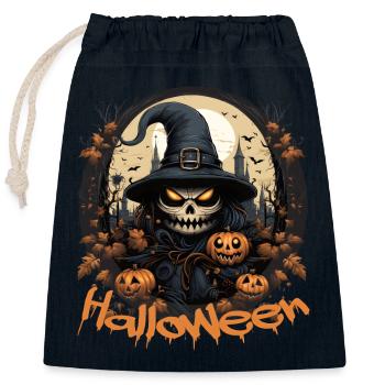Retro Vintage Witch Halloween Vibes - Closable cotton gift bag (25x30cm) - navy - Front