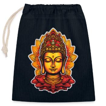 Harmonie de Bouddha - Sac cadeau en coton avec cordon (25 x 30 cm) - bleu marine - Devant