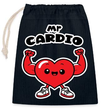 mr Cardio dessin kawaii chibi humour cœur musclé - Sac cadeau en coton avec cordon (25 x 30 cm) - bleu marine - Devant