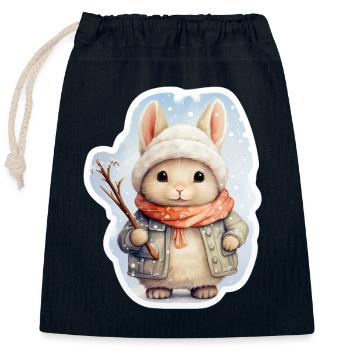 Snow Bunny - Closable cotton gift bag (25x30cm) - navy - Front