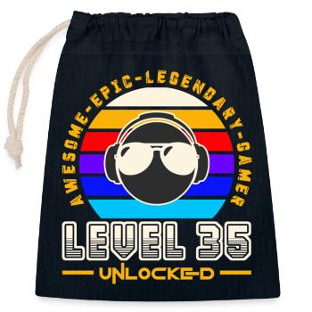 Level 35 - Closable cotton gift bag (25x30cm) - navy - Front