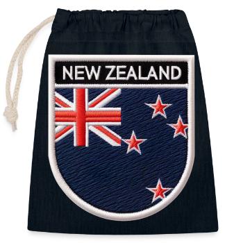 New Zealand Aotearoa Kiwi 14 - Closable cotton gift bag (25x30cm) - navy - Front