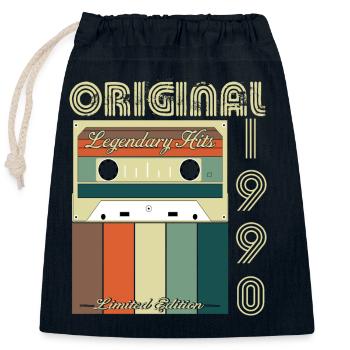 Anniversaire légendaire de 1990 - Sac cadeau en coton avec cordon (25 x 30 cm) - bleu marine - Devant