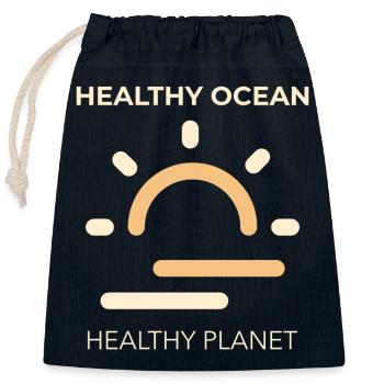 Marine Conservation - Closable cotton gift bag (25x30cm) - navy - Front