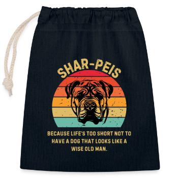 Shar Pei Retro Sunset - Closable cotton gift bag (25x30cm) - navy - Front