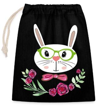 Osterhase Osterfest - Verschließbarer Geschenkbeutel aus Baumwolle (25x30cm) - Schwarz - Vorne