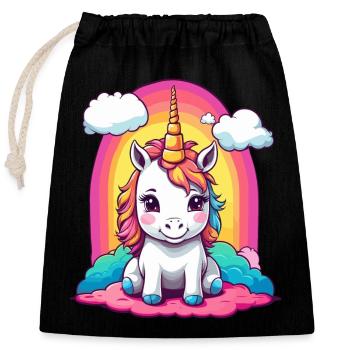 Cute baby unicorn - Closable cotton gift bag (25x30cm) - black - Front