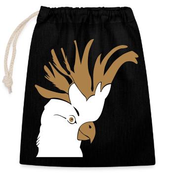Cockatoo Parrot - Closable cotton gift bag (25x30cm) - black - Front