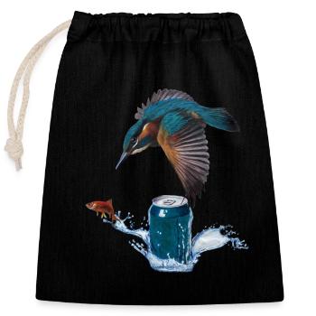 Martin-pêcheur - Sac cadeau en coton avec cordon (25 x 30 cm) - noir - Devant