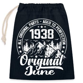 Juni 1938 Original: 86 Jahre altes Geburtstagsgeschenk - Verschließbarer Geschenkbeutel aus Baumwolle (25x30cm) - Navy - Vorne