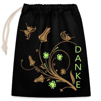 Thank you - Closable cotton gift bag (25x30cm) - black - Front