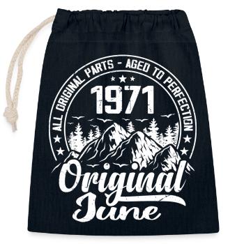 Juni 1971 Original: 53 Jahre altes Geburtstagsgeschenk - Verschließbarer Geschenkbeutel aus Baumwolle (25x30cm) - Navy - Vorne