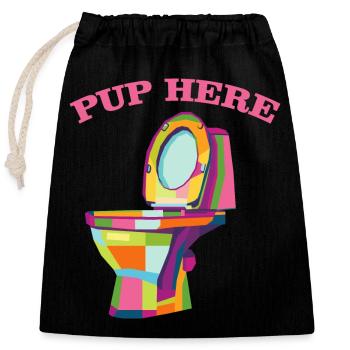 Pup Here - Closable cotton gift bag (25x30cm) - black - Front