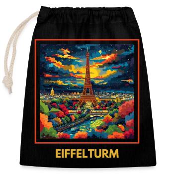Paris Tour Eiffel France - Sac cadeau en coton avec cordon (25 x 30 cm) - noir - Devant