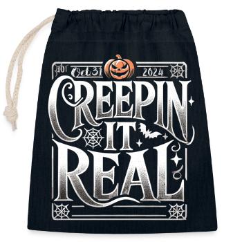 Creepin' It Real - Elegantes Halloween Shirt - Verschließbarer Geschenkbeutel aus Baumwolle (25x30cm) - Navy - Vorne