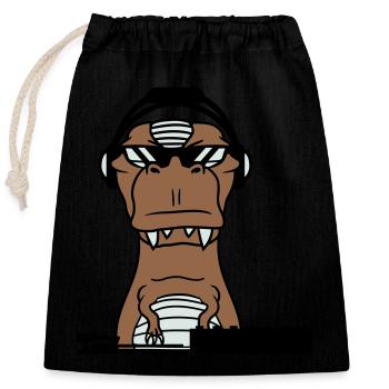 Cool DJ dinosaure T-Rex mixer Musique de fête - Sac cadeau en coton avec cordon (25 x 30 cm) - noir - Devant