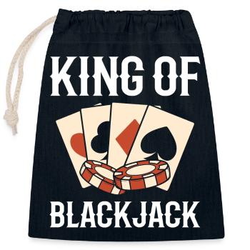 Blackjack Black Jack König - Verschließbarer Geschenkbeutel aus Baumwolle (25x30cm) - Navy - Vorne