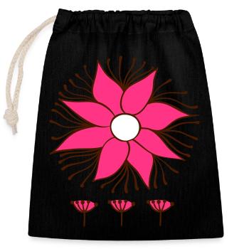 Blüte Fantasie - Verschließbarer Geschenkbeutel aus Baumwolle (25x30cm) - Schwarz - Vorne