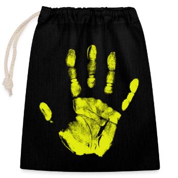 Empreinte de main, identité peinte, doigts et paume - Sac cadeau en coton avec cordon (25 x 30 cm) - noir - Devant