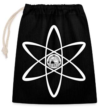 Atomic Utopia - Atom Emblem in White - Closable cotton gift bag (25x30cm) - black - Front