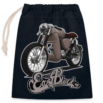 S51 (marron) // Illustration - Sac cadeau en coton avec cordon (25 x 30 cm) - bleu marine - Devant