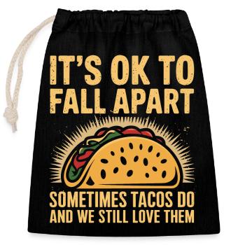 Message d’amour avec humour taco - Sac cadeau en coton avec cordon (25 x 30 cm) - noir - Devant