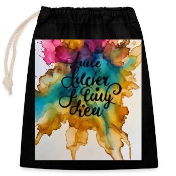 Colorful inscription on a watercolor backgroundColorful inscription on the background - Closable cotton gift bag (25x30cm) - black - Front