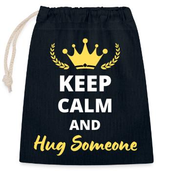 Keep Calm and Hug Someone - Spread Love Design - Sac cadeau en coton avec cordon (25 x 30 cm) - bleu marine - Devant
