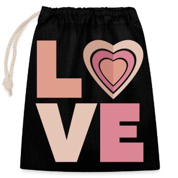 L’AMOUR avec le cœur - Sac cadeau en coton avec cordon (25 x 30 cm) - noir - Devant
